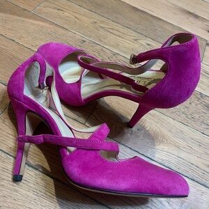Vibrant Pink Suede Heels
